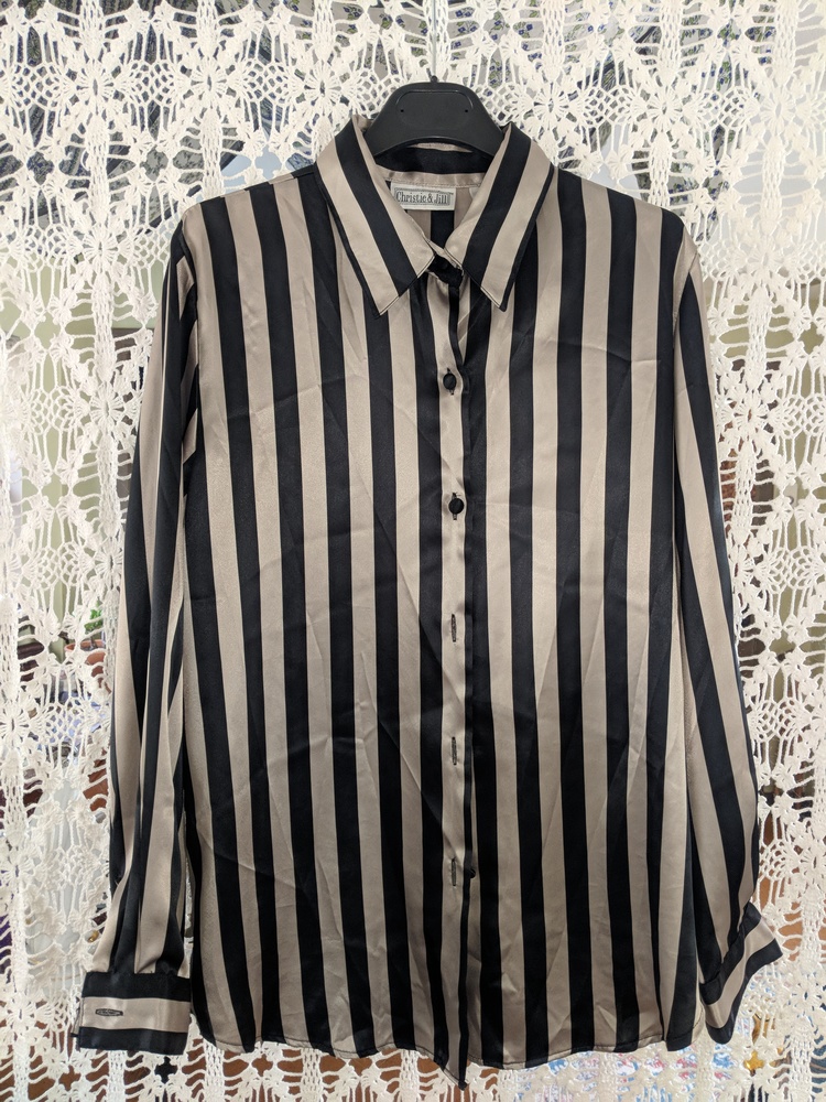Striped Silky Button-Down